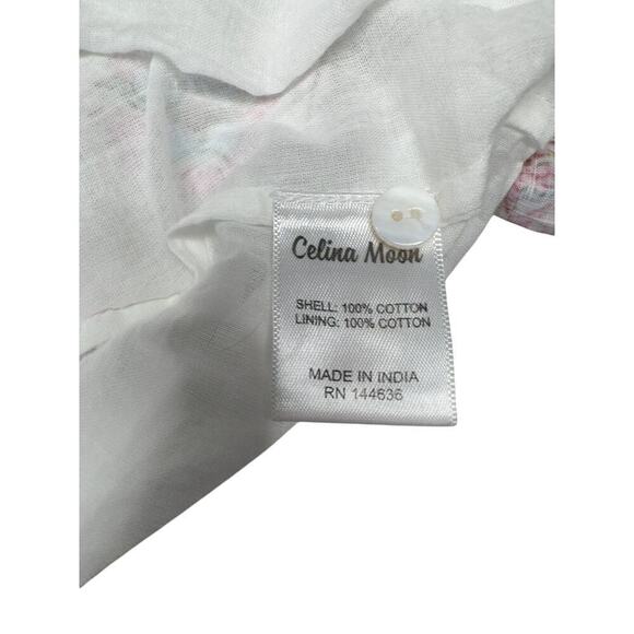 Celina Moon Women's High Neck Floral Spring Mini Dress with Ruffles Size XL - Picture 10 of 11